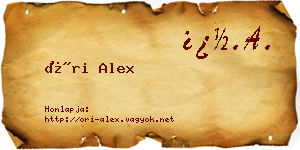 Őri Alex névjegykártya
